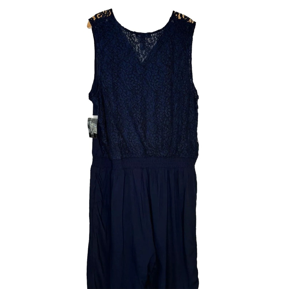 INC Int'l Concepts Jumpsuit Deep Twilight Blue Womens 3X Lace Bodice Pockets NEW